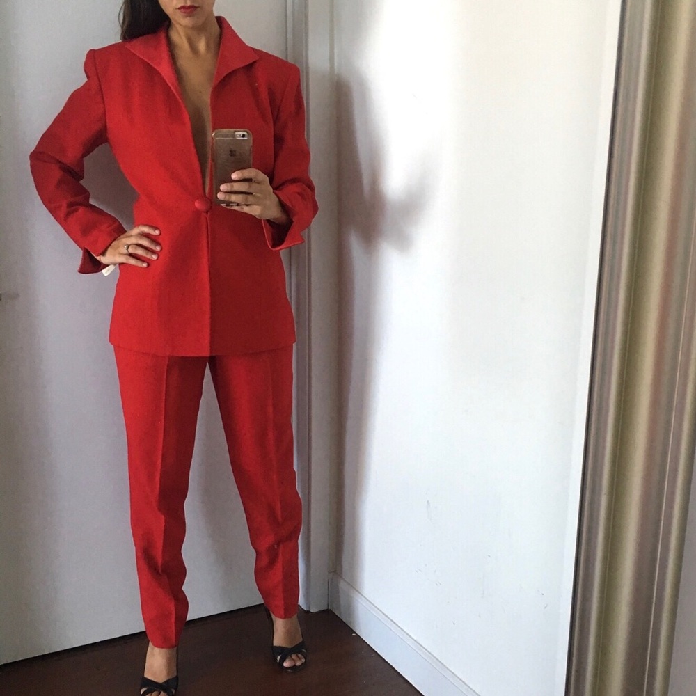 NWT Christian Dior red satin crepe suit - Picture 2 of 8